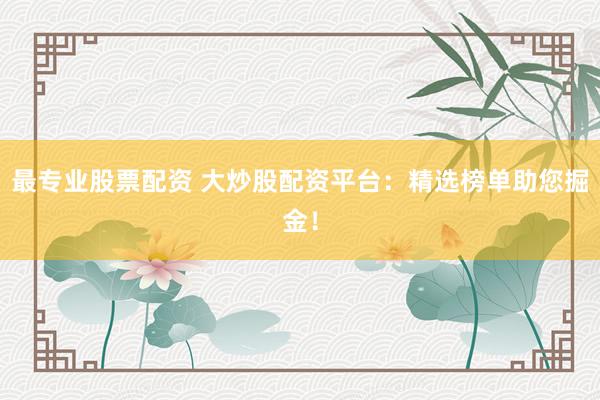 最专业股票配资 大炒股配资平台：精选榜单助您掘金！