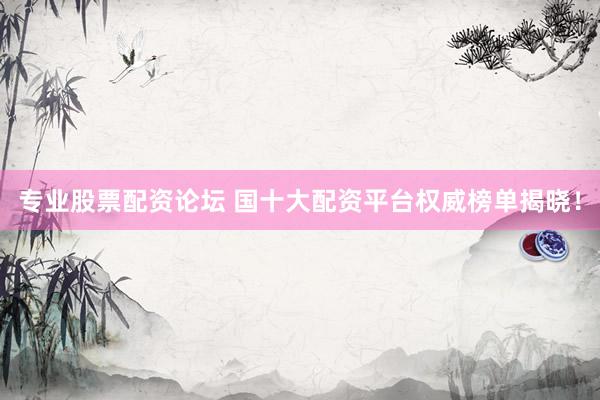 专业股票配资论坛 国十大配资平台权威榜单揭晓！
