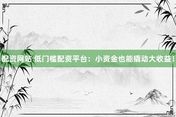 配资网站 低门槛配资平台：小资金也能撬动大收益！