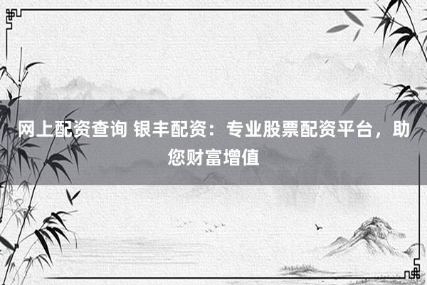 网上配资查询 银丰配资：专业股票配资平台，助您财富增值