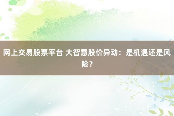 网上交易股票平台 大智慧股价异动：是机遇还是风险？