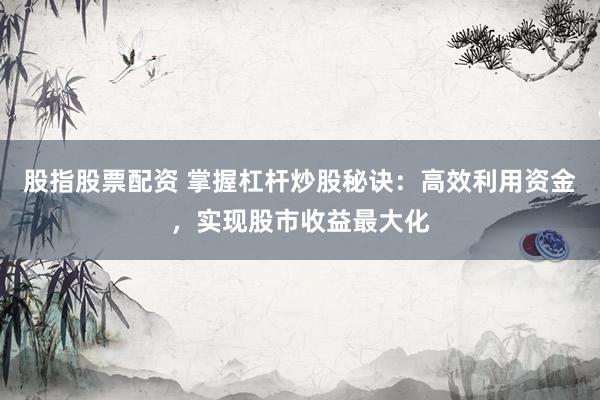 股指股票配资 掌握杠杆炒股秘诀：高效利用资金，实现股市收益最大化