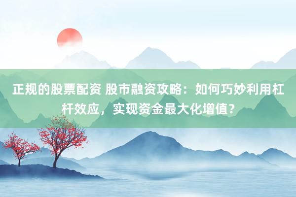 正规的股票配资 股市融资攻略：如何巧妙利用杠杆效应，实现资金最大化增值？