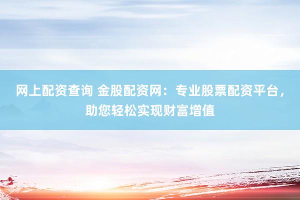 网上配资查询 金股配资网：专业股票配资平台，助您轻松实现财富增值