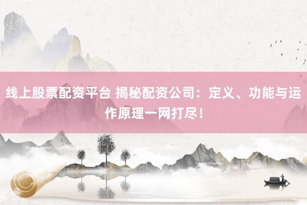 线上股票配资平台 揭秘配资公司：定义、功能与运作原理一网打尽！