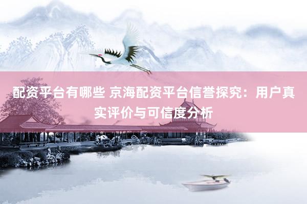 配资平台有哪些 京海配资平台信誉探究：用户真实评价与可信度分析