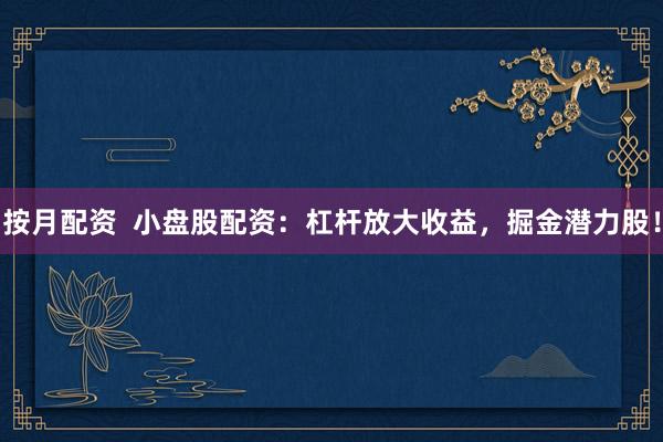 按月配资  小盘股配资：杠杆放大收益，掘金潜力股！