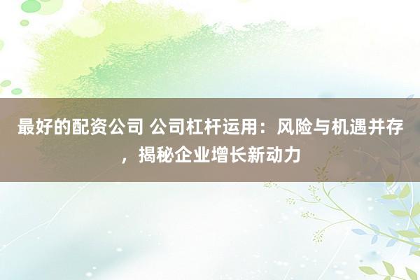最好的配资公司 公司杠杆运用:风险与机遇并存,揭秘企业增长新动力