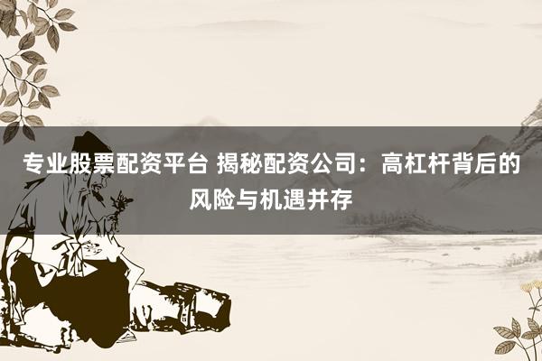 专业股票配资平台 揭秘配资公司:高杠杆背后的风险与机遇并存