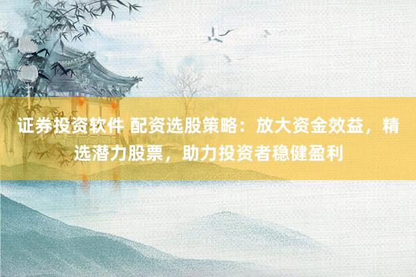 证券投资软件 配资选股策略：放大资金效益，精选潜力股票，助力投资者稳健盈利