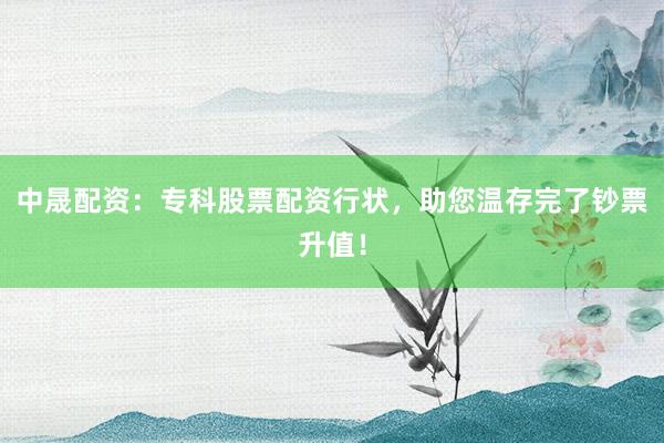 中晟配资：专科股票配资行状，助您温存完了钞票升值！