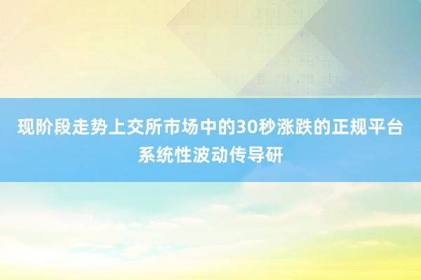 现阶段走势上交所市场中的30秒涨跌的正规平台系统性波动传导研